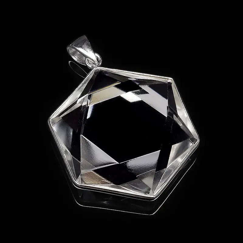 天然水晶 クリスタルクォーツ 六芒星型 ペンダントトップ 28～33mm【1コ販売】