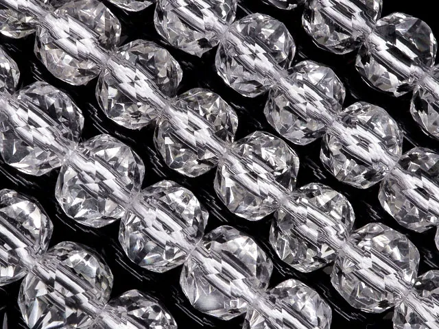 天然水晶 クリスタルクォーツ ボタン スターカット 10×8mm［プレミアムカット］【1連販売】