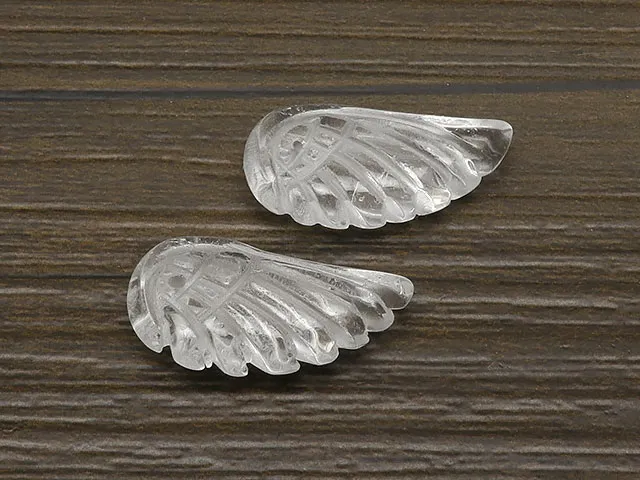 天然水晶 クリスタルクォーツ 天使の翼 23×12mm【3コ販売】