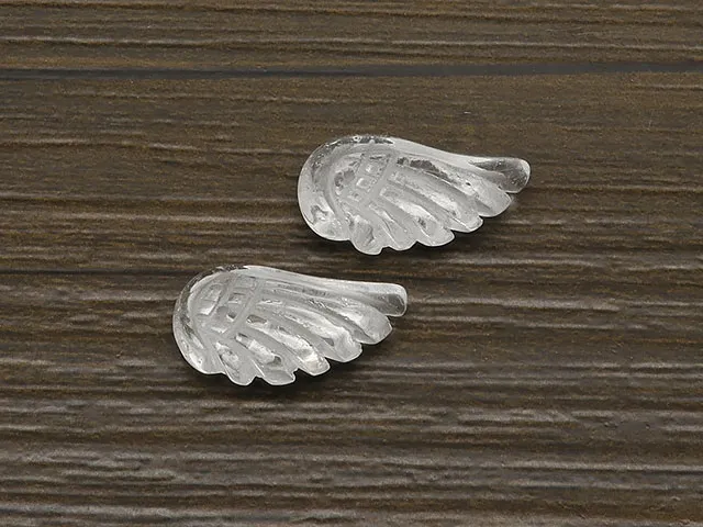 天然水晶 クリスタルクォーツ 天使の翼 18×10mm【3コ販売】