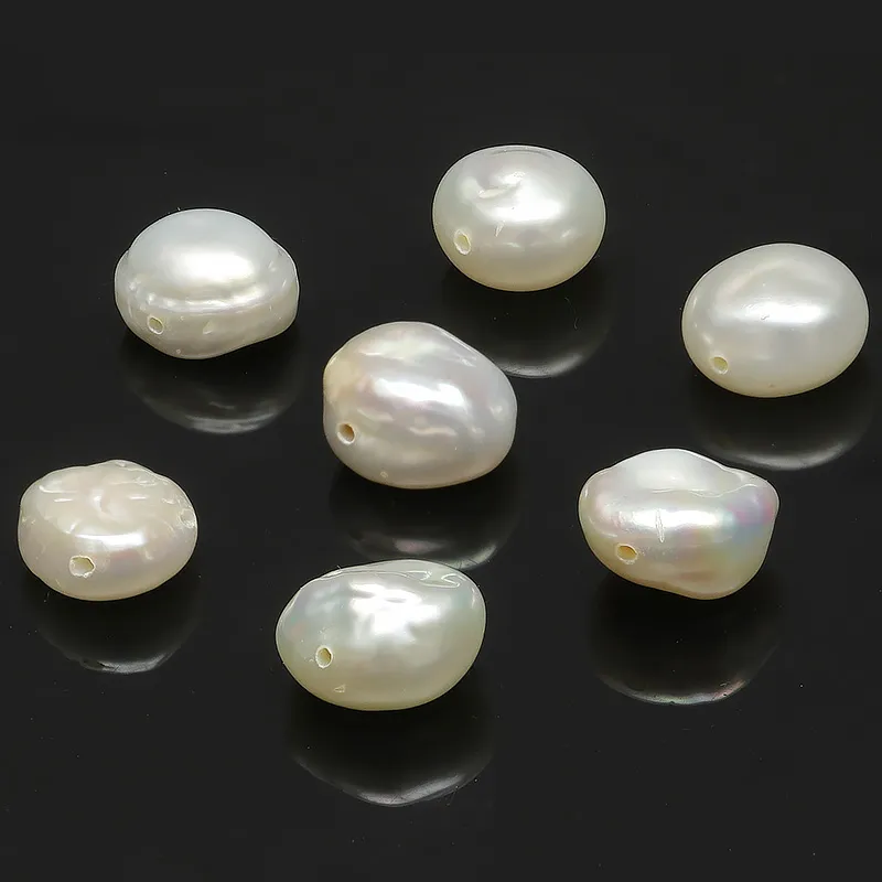 【粒販売】淡水真珠 ホワイトケシパール バロック 8～10mm［クレオ穴］【5粒販売】