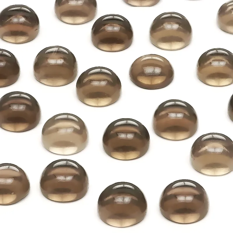 ブラジル産 スモーキークォーツ コイン カボション 6mm【8コ販売】