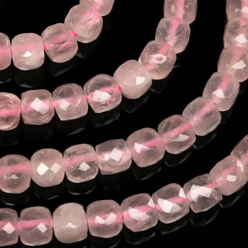 ローズクォーツ キューブカット 4mm［プレミアムカット］【1連販売