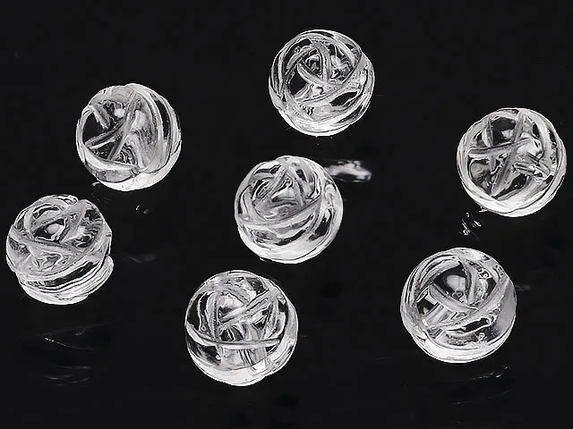 【粒販売】天然水晶 クリスタルクォーツ 薔薇彫刻 丸玉 8mm【8粒販売】
