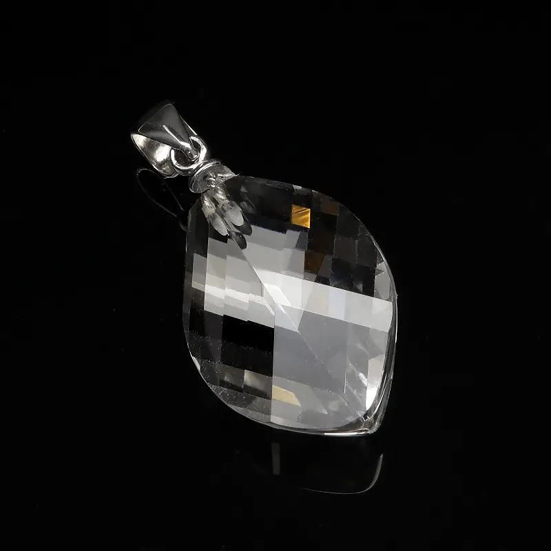 天然水晶 クリスタルクォーツ マーキスカット ペンダントトップ 20×14mm ［ロジウム］【1コ販売】