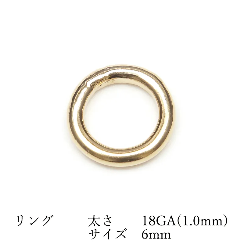 14KGF リング 太さ 18GA(1.0mm)×サイズ 6mm【2コ販売】