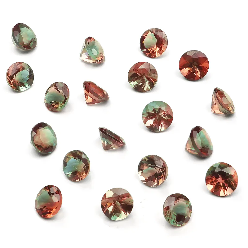 モンゴル産 バイカラーアンデシン コインファセットカット ルース 4mm