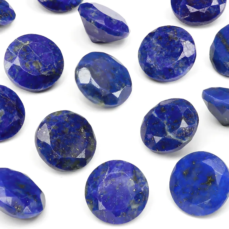 アフガニスタン産 ラピスラズリ コインファセットカット ルース 8mm【3コ販売】