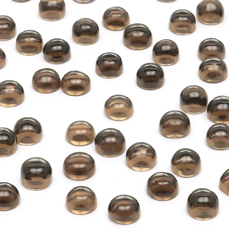 ブラジル産 スモーキークォーツ コイン カボション 4mm【8コ販売】